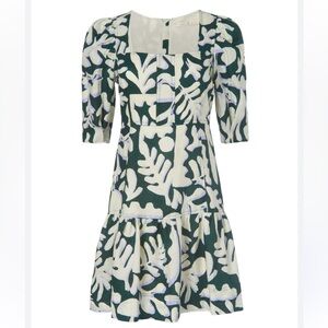 Floral Green and White temma Dress by Marie Oliver